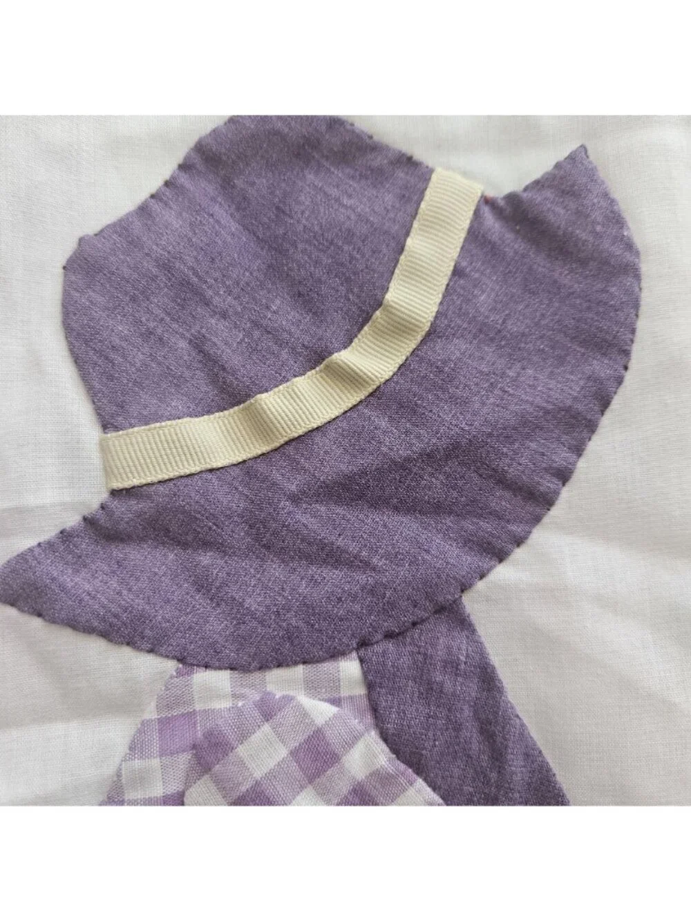 Vintage Handmade Quilted Baby Blanket Purple Checkered Prairie Boy & Girl